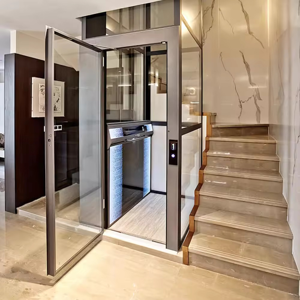 Modern hydraulic home lift for residential use providing reliable and space-saving vertical mobility solution in landed houses